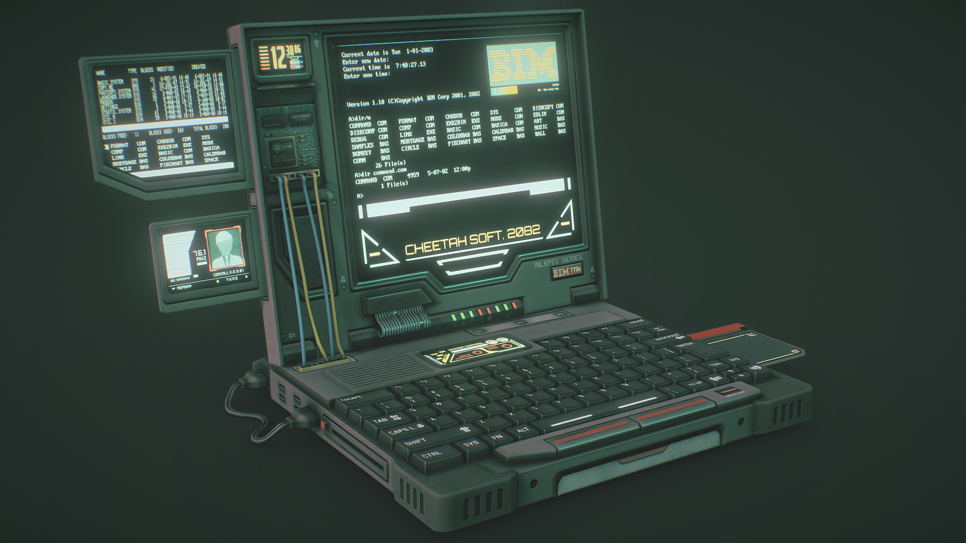 3D model Cyberpunk Laptop - This is a 3D model of the Cyberpunk Laptop. The 3D model is about a machine with a screen.