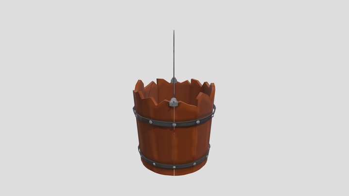 Simple Wooden Bucket 3D Model