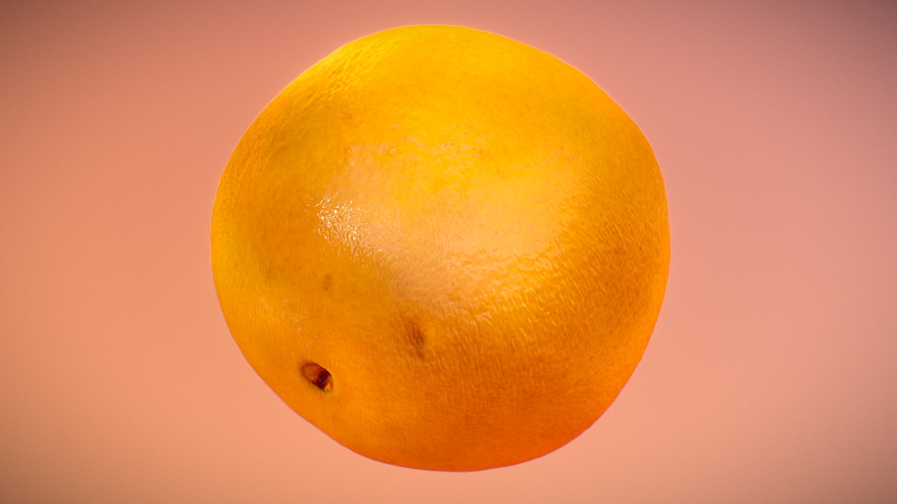 3D model Orange - This is a 3D model of the Orange. The 3D model is about a yellow lemon on a pink background.