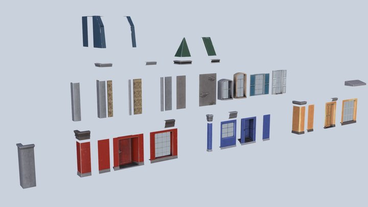 Low poly house constructor pack 3D Model