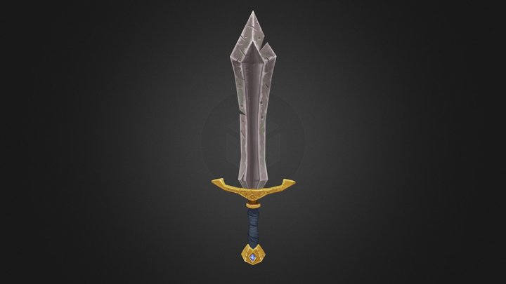 Handpainted lowpoly sword 3D Model