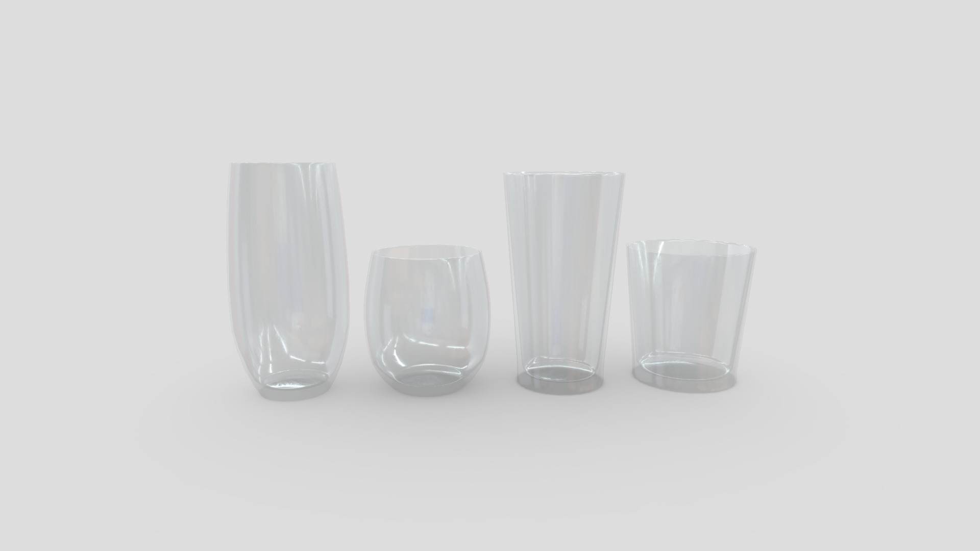 3D model Glass Set 2 - This is a 3D model of the Glass Set 2. The 3D model is about a group of empty glasses.