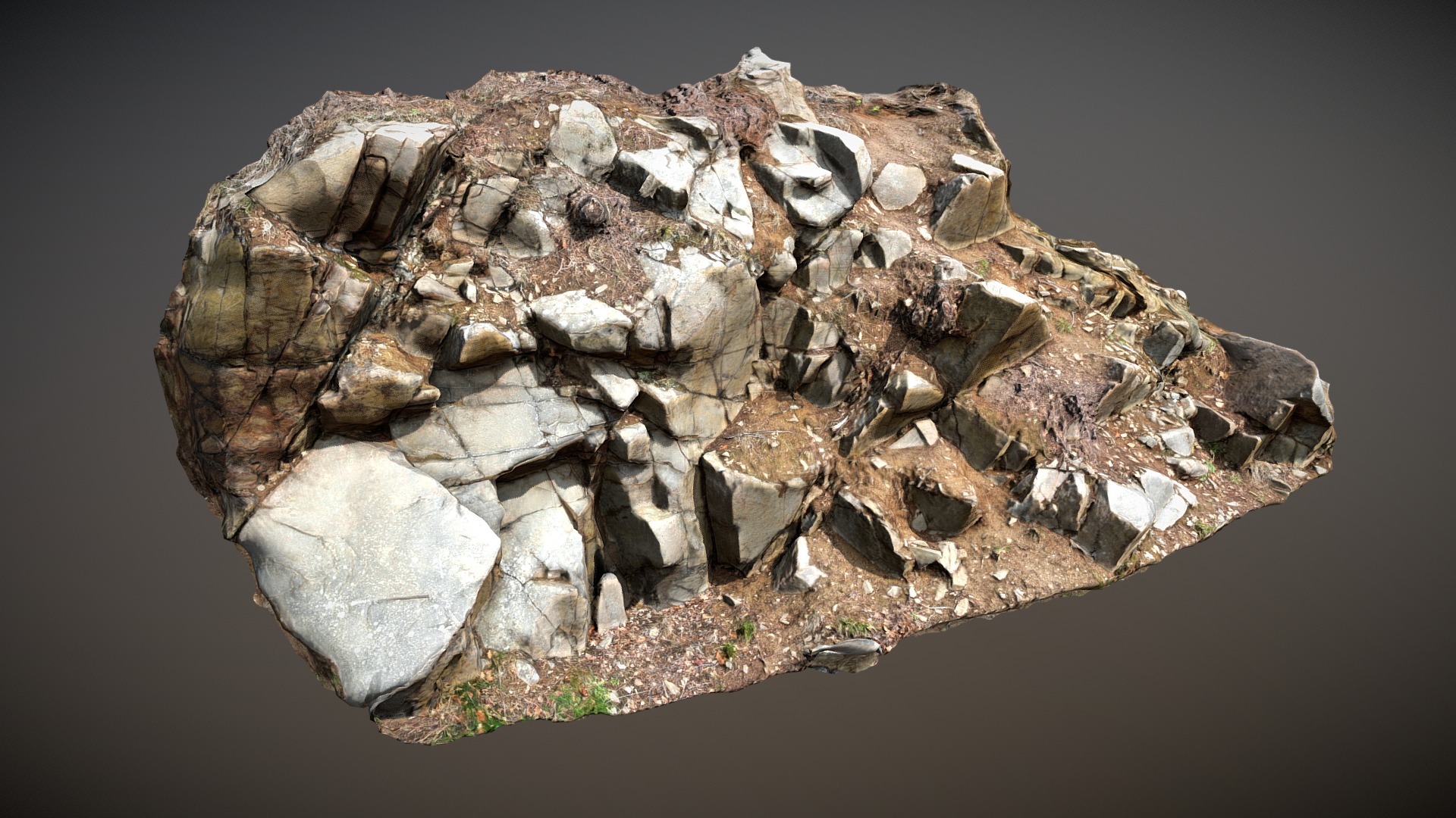 3D model 3d scanned cliff face G - This is a 3D model of the 3d scanned cliff face G. The 3D model is about a pile of rocks.