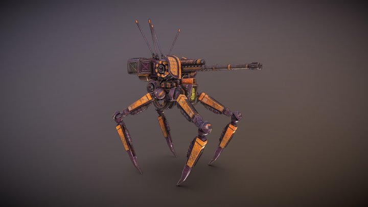 Walking Robot Gun 3D Model