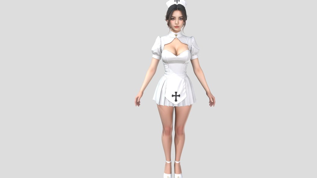 nurse cloth 3d girl_download.fbx