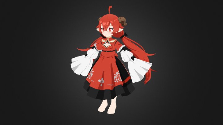 Anime Girl 1 - 3D Rigged Model 3D Model