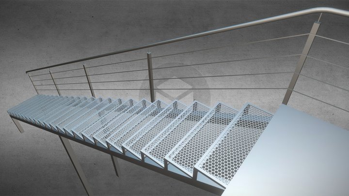Outer grid Stairs Metal-Frame 3D Model