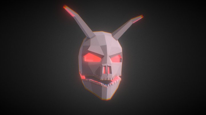 Horned Skull – Low Poly Stylized Mask 3D Model