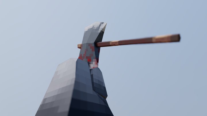 Bloody Axe on a Rock 3D Model