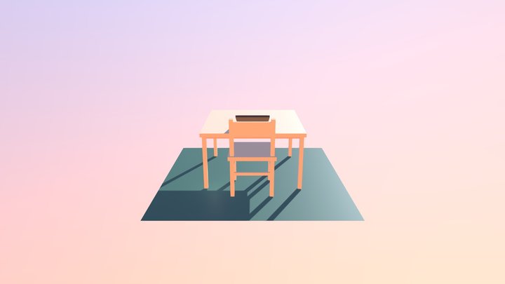 Table, chair and crazy laptop 3D Model