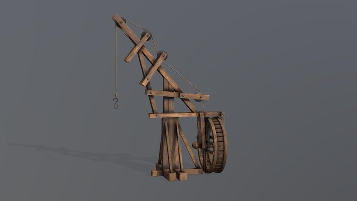 Medieval Wooden Crane 3D Model