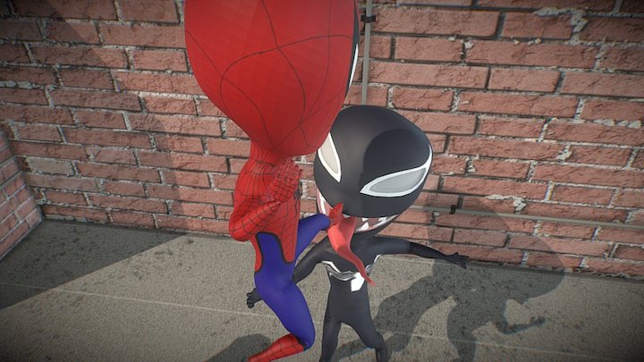 Spiderman vs Venom-Chibi 3D Model