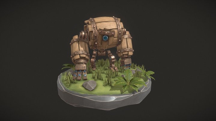 Barrel Golem 3D Model