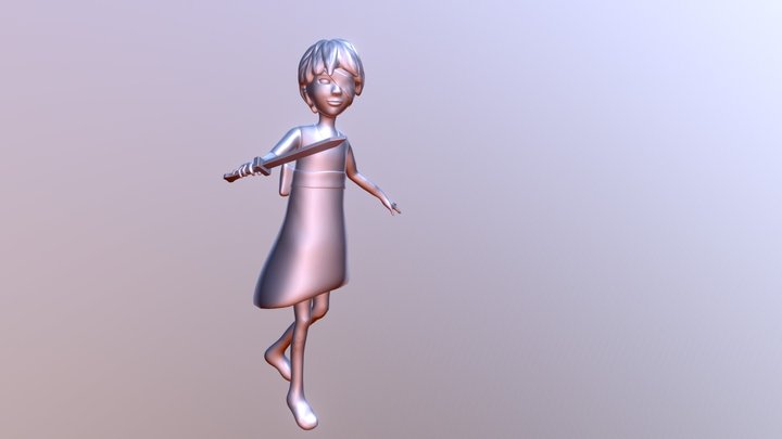 Little girl playing pirates Pose (Decim High) 3D Model