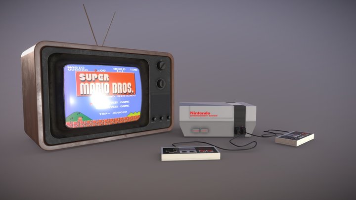 Retro Tv and Nes 3D Model
