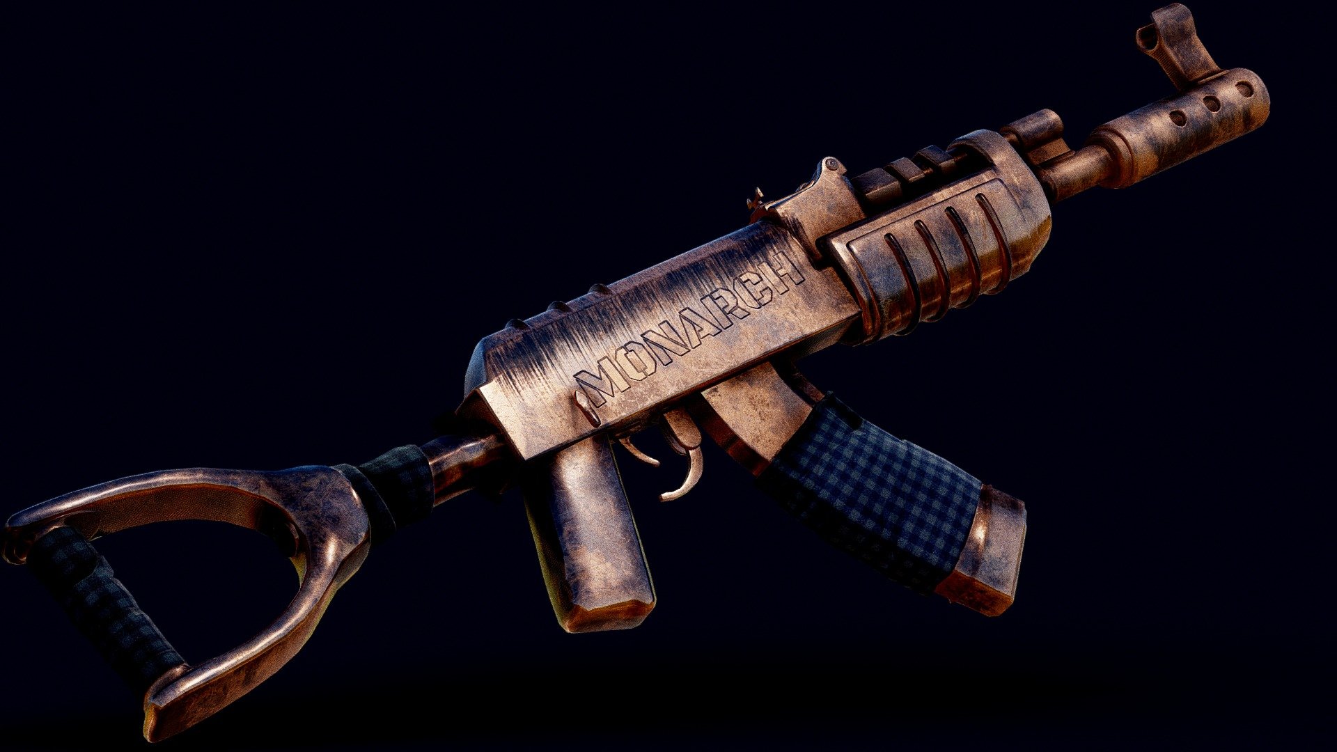 Custom Bronze AK47 Buy Royalty Free 3D model by M0NARCH