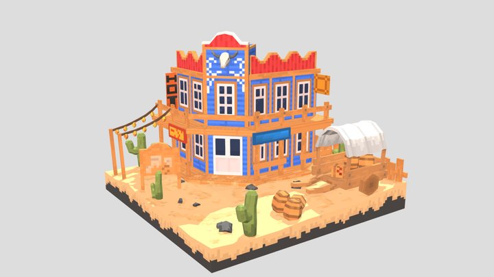 Wild West Saloon Diorama 3D Model
