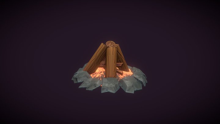 LowPoly bonfire 3D Model