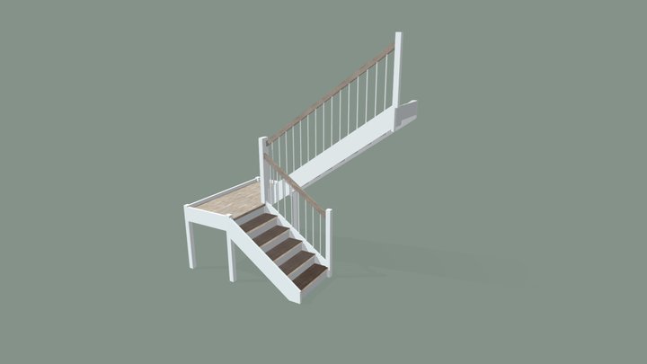 Лестница с площадкой 3D Model