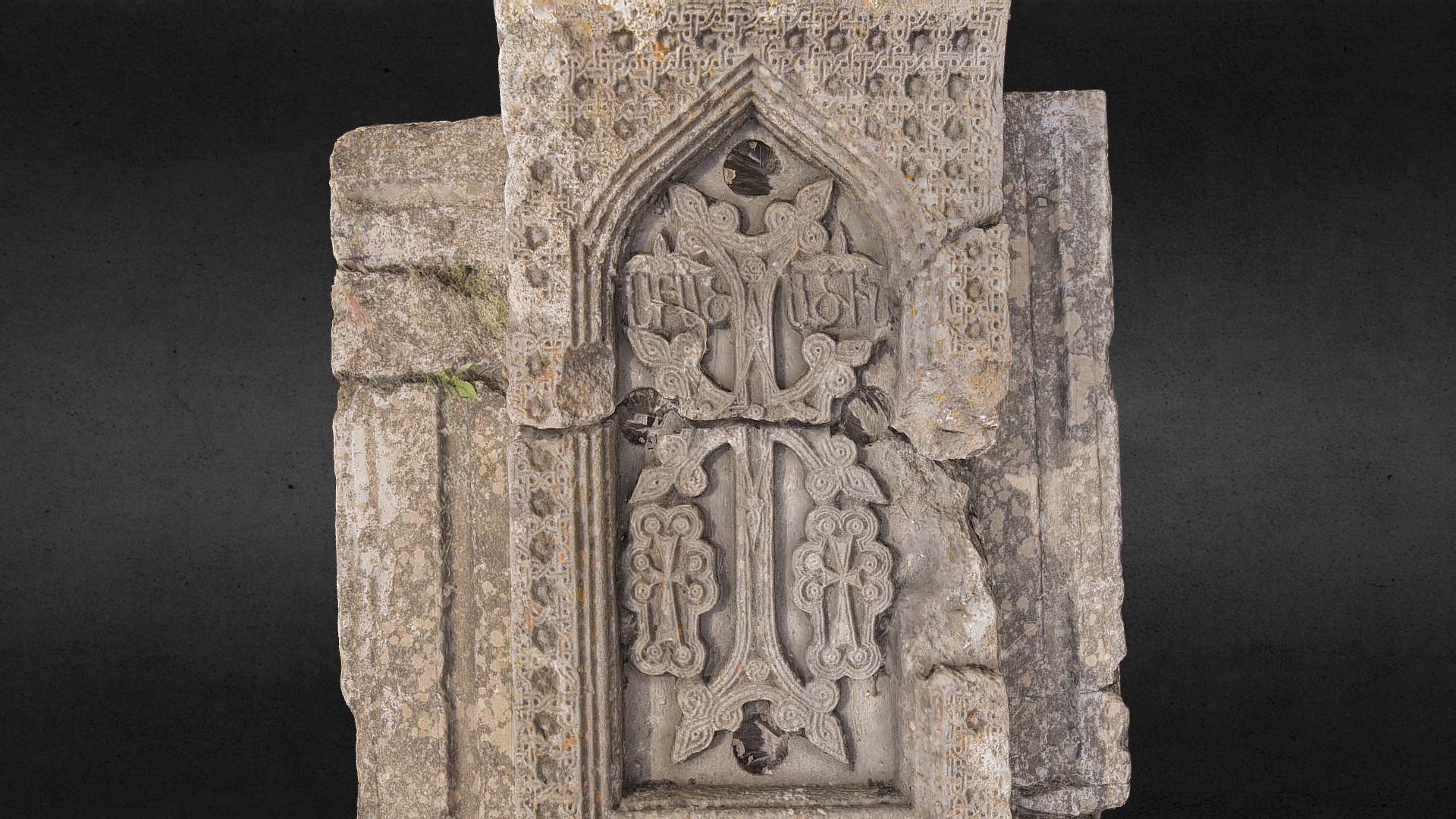3D model Tatev Monastry – Tombal Stone - This is a 3D model of the Tatev Monastry - Tombal Stone. The 3D model is about a stone carving of a man and woman.