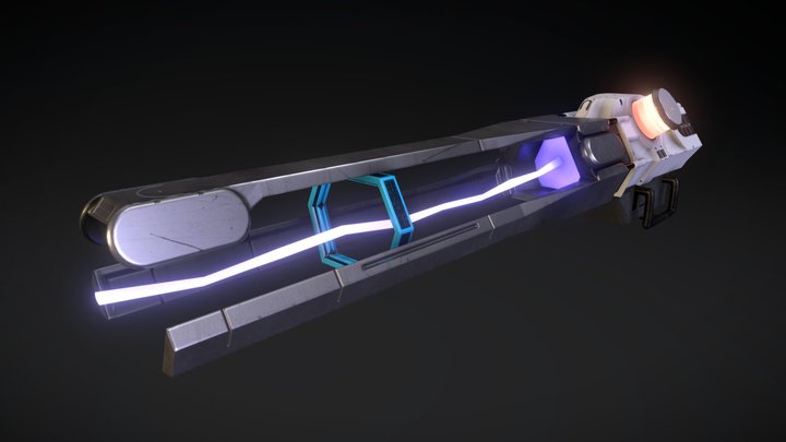 Large Railgun PBR game asset 3D Model
