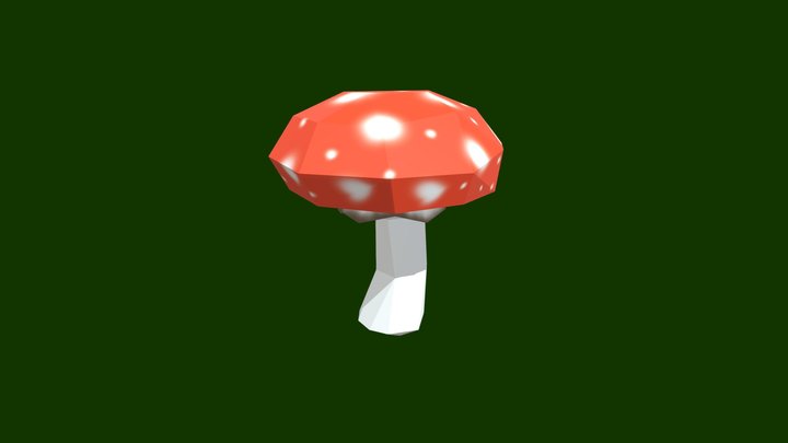 Low-Poly Amanita Muscaria Mushroom V2 3D Model