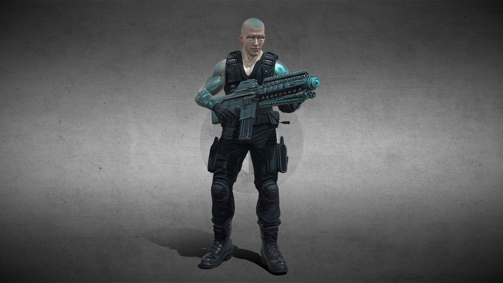 cyberpunk gang berserker fighter, male,