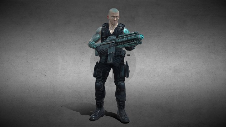 cyberpunk gang berserker fighter, male, – Modello 3D gratuito STL