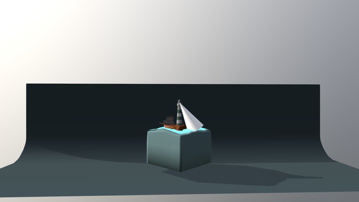 Blender Ocean Lighthouse Island Model Animation 3D Model