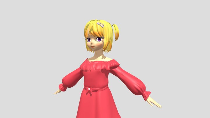 Yellow-Haired Anime Girl: 3D Character Design 3D Model