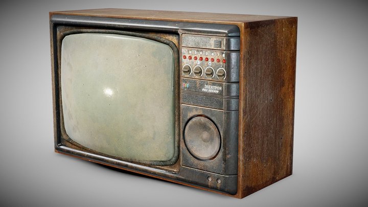 Vintage tube soviet crt tv box 3D Model