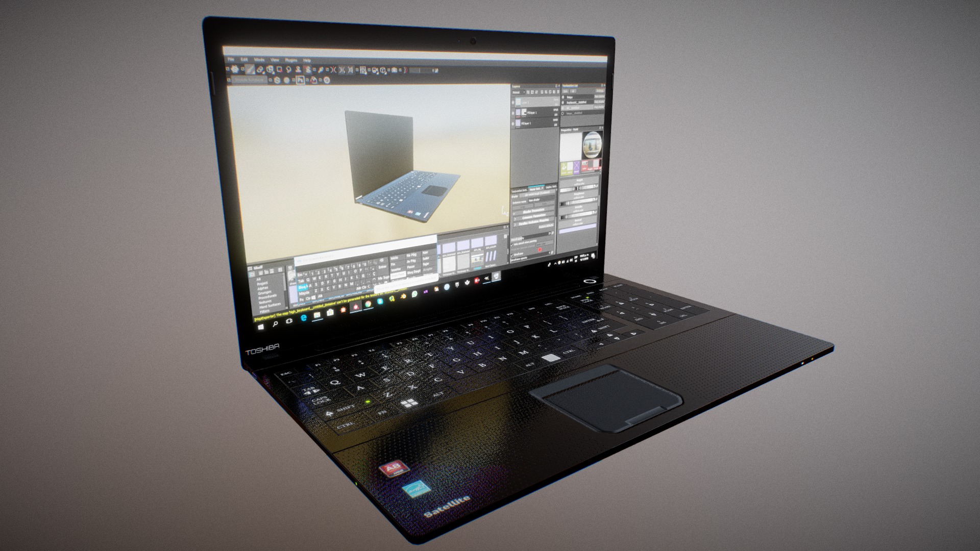 3D model Toshiba Satellite Laptop - This is a 3D model of the Toshiba Satellite Laptop. The 3D model is about a black rectangular electronic device.