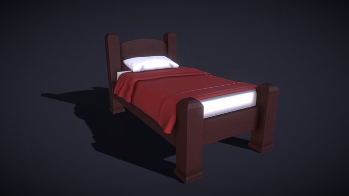 Wooden Bed 3D Model