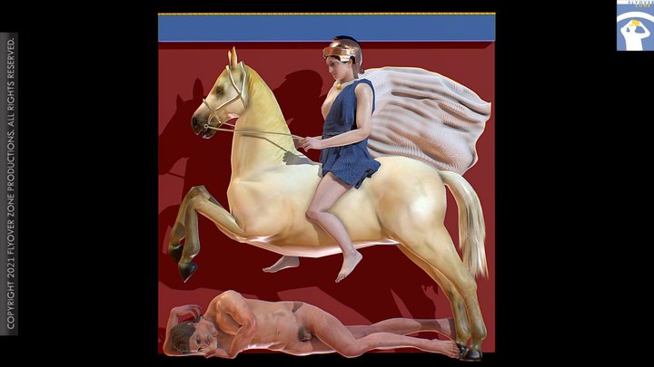 3D rendering of Metope West 11 Restored (Parthenon)