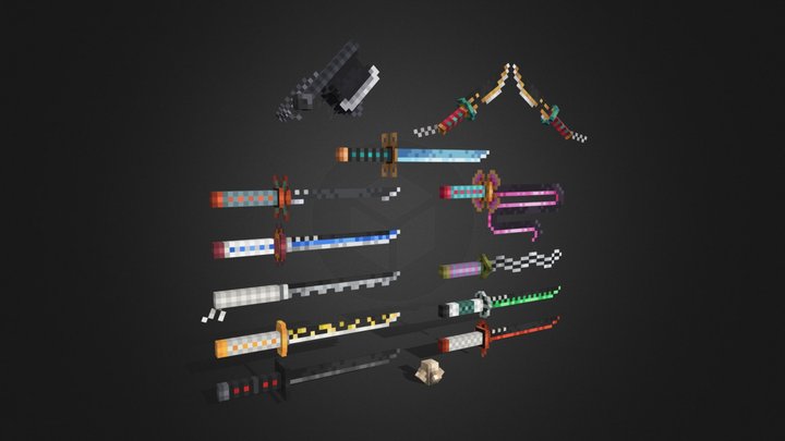 Minecraft Demon Slayer Nichirins 3D Model