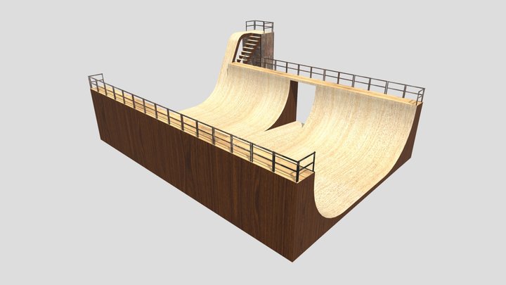 Textured Skateboard Ramp 3D Model