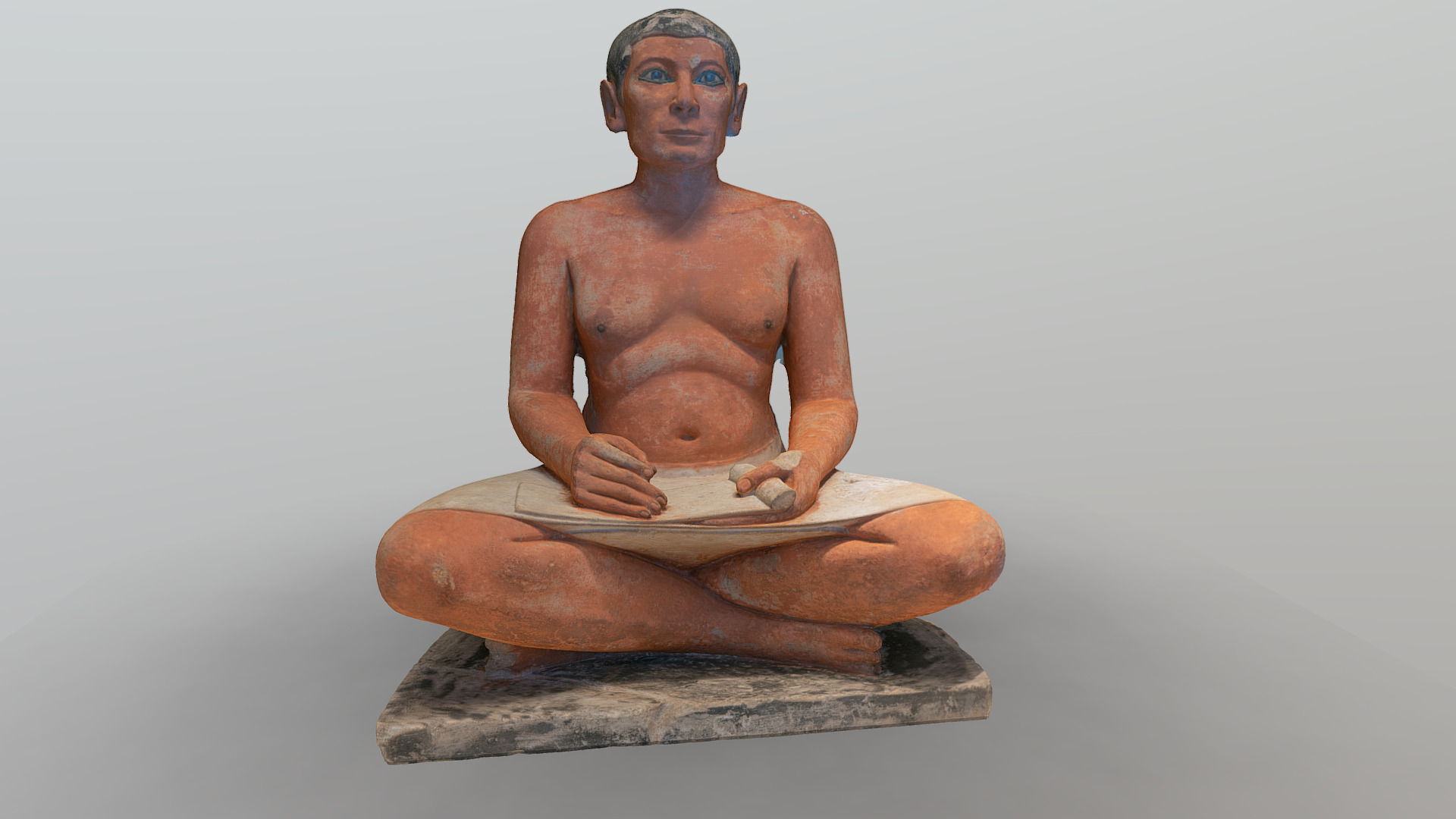 3D model The Seated Scribe, Louvre Museum, Paris - This is a 3D model of the The Seated Scribe, Louvre Museum, Paris. The 3D model is about a statue of a naked man.