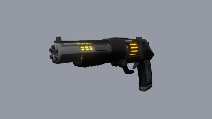 futuristic Pepper Box Revolver 3D Model