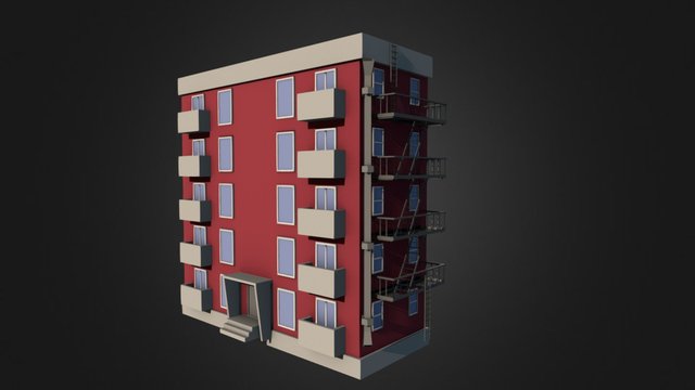 Low poly apartment building 3D Model