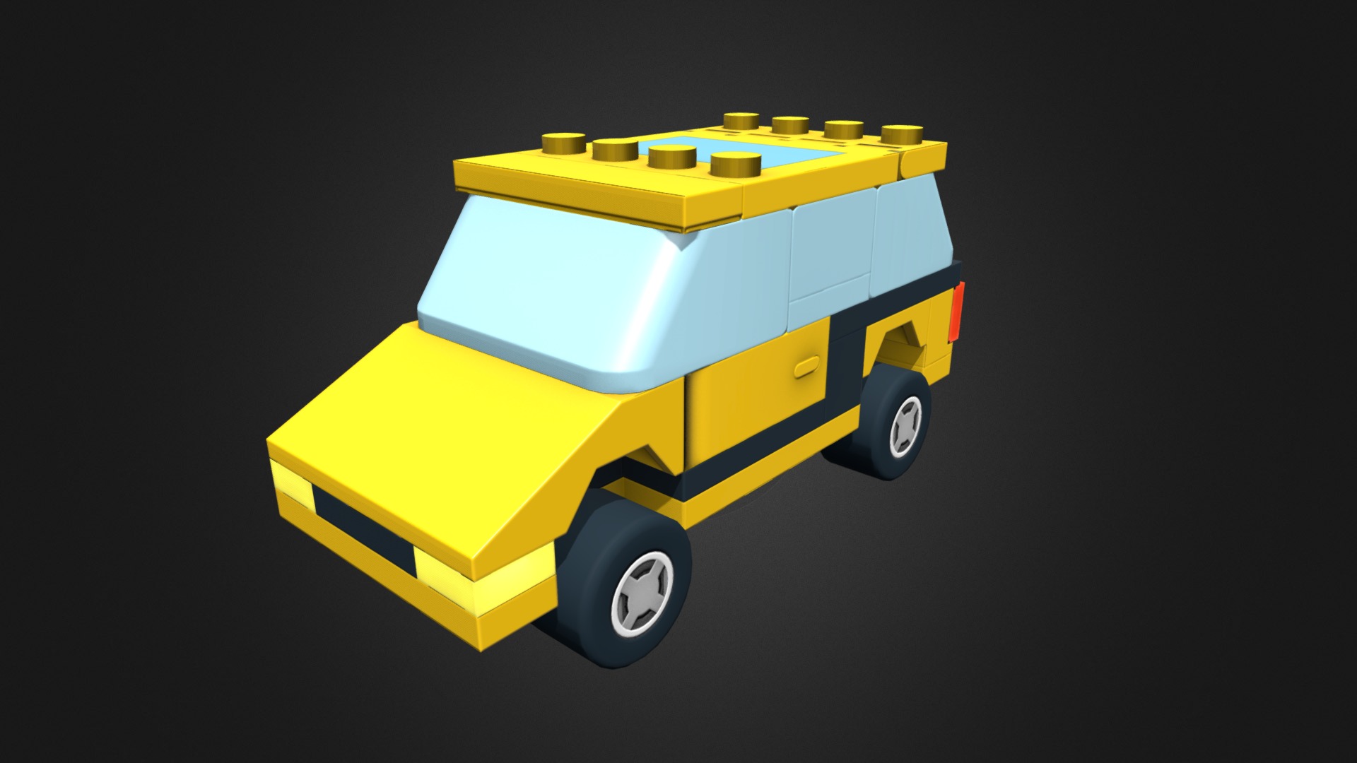 3D model 1255 Yellow Car - This is a 3D model of the 1255 Yellow Car. The 3D model is about a yellow and blue toy truck.