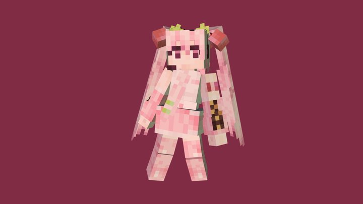 Sakura Miku - minecraft 3D Model