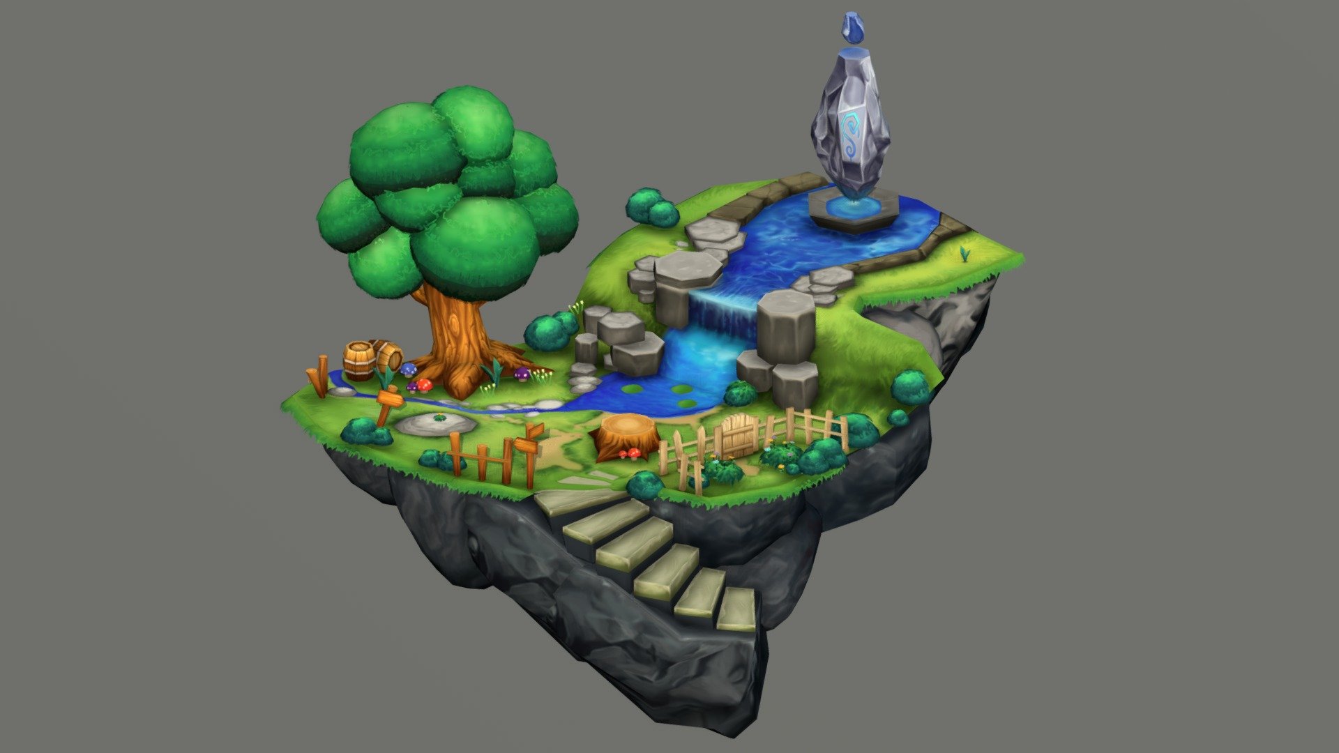 Floating island - 3D model by yooonart.