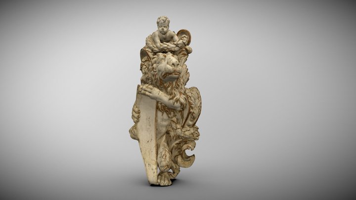 MNWr XII-1077 Siedzący lew z puttem 3D Model