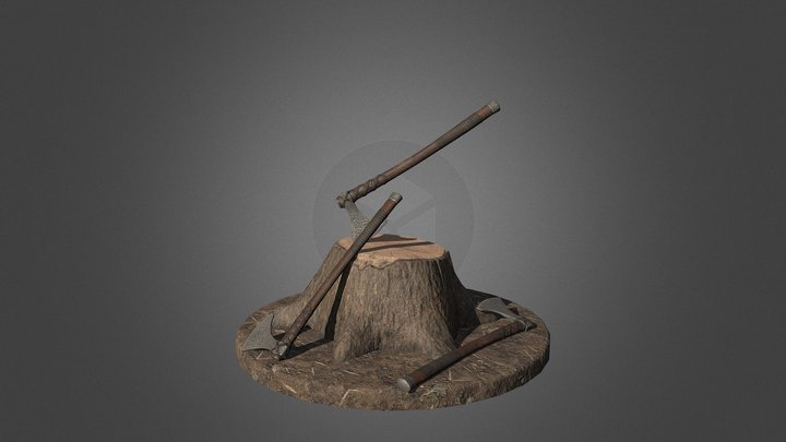 Viking Axe Scene 3D Model