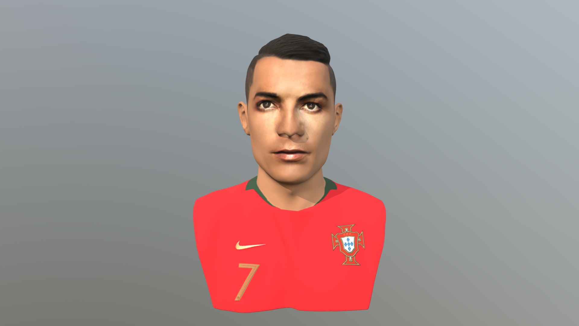 3D model Cristiano Ronaldo bust full color 3D printing - This is a 3D model of the Cristiano Ronaldo bust full color 3D printing. The 3D model is about a man wearing a red shirt.