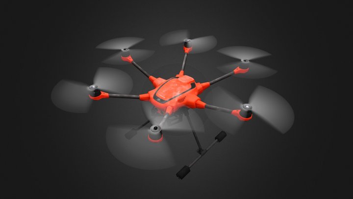 H520E Hexacopter Drone Scan - Low Poly 3D Model