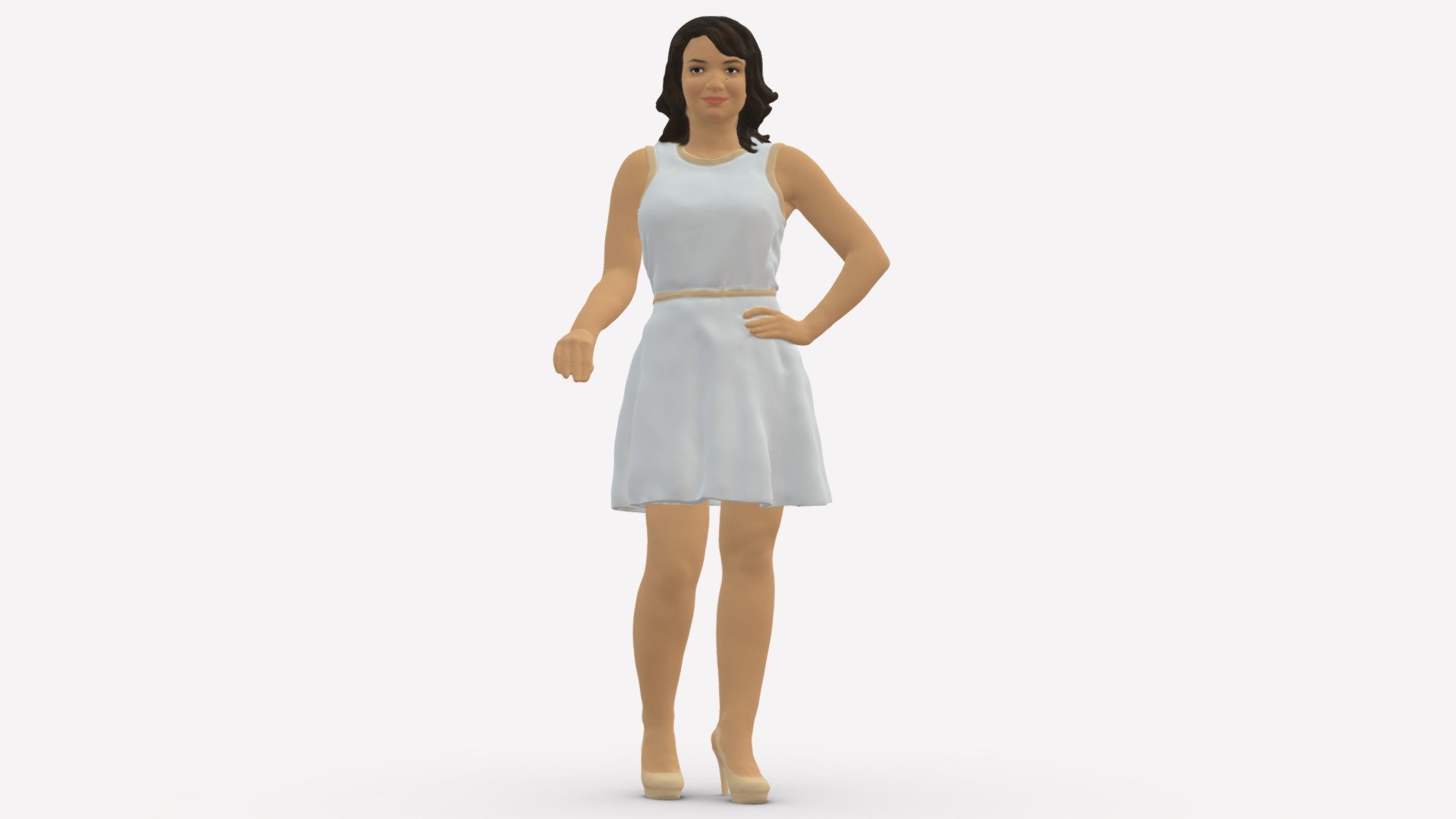 Girl In White Dress 0478 Buy Royalty Free 3d Model By 3dfarm 6c49a3d Sketchfab Store 