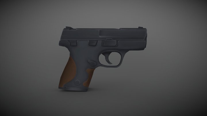 Pistol model (hand painted) 3D Model
