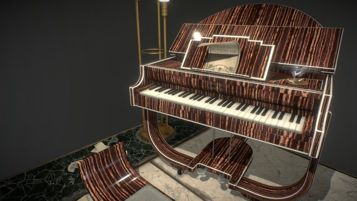 Art Deco Piano 3D Model