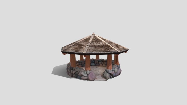 Wooden Gazebo on a Stand 3d model free – Modelo 3D gratuito STL
